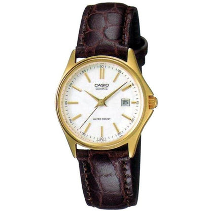 CASIO COLLECTION Mod. LADY DATE LEATHER - WHITE, GOLD INDEXES