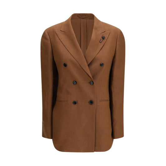 Lardini Brown Linen Blazer 1728,72470364320,Blazers - Suits & Blazers - Clothing,Brown,Clothing,IT40 | M,IT42 | L,Lardini,New with tags,Suits & Blazers - Clothing,Women