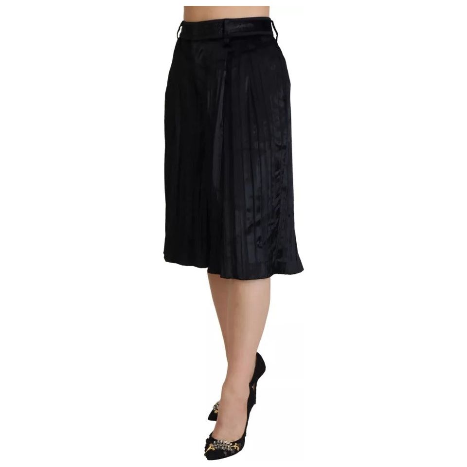 Dsquared² Black Pleated High Waist Wide Leg Cropped Pants black-pleated-high-waist-wide-leg-cropped-pants