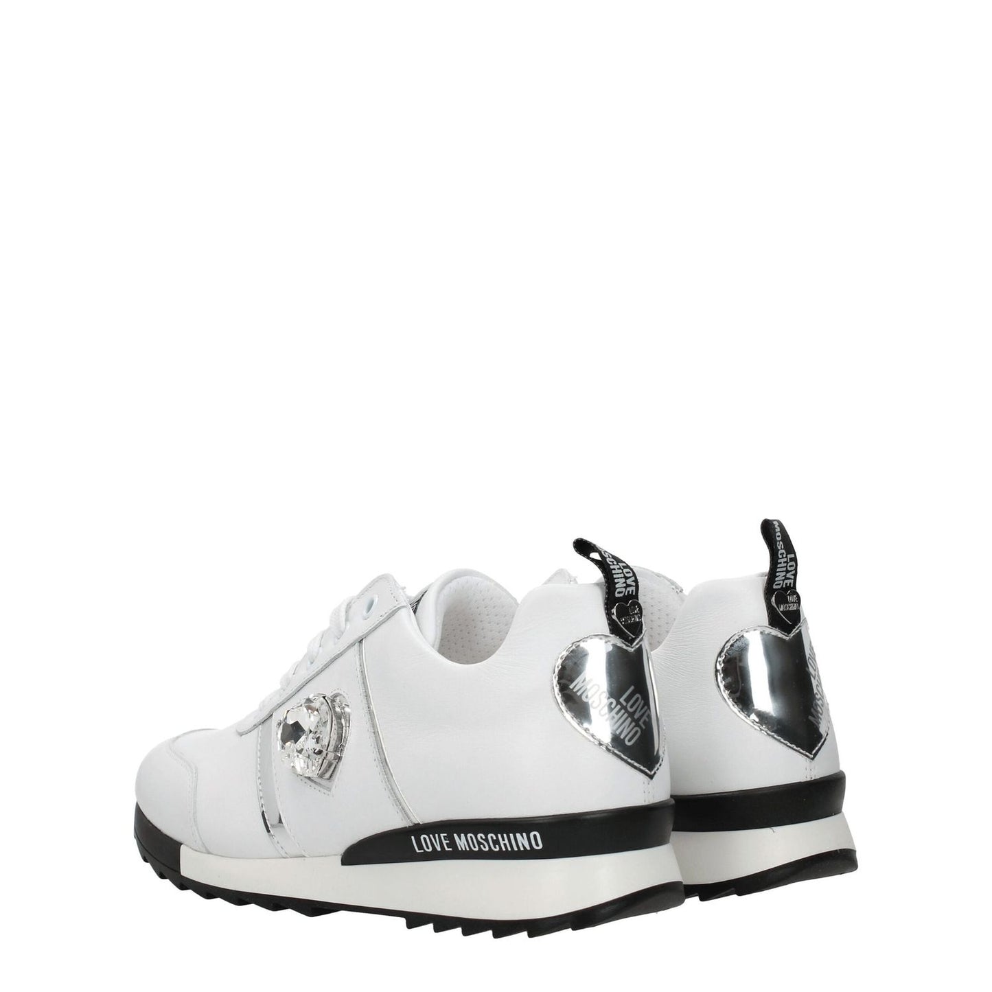 Love Moschino White Leather Low Top Sneakers Love Moschino