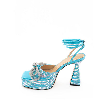 MACH & MACH Blue Leather Platform Sandals MACH & MACH