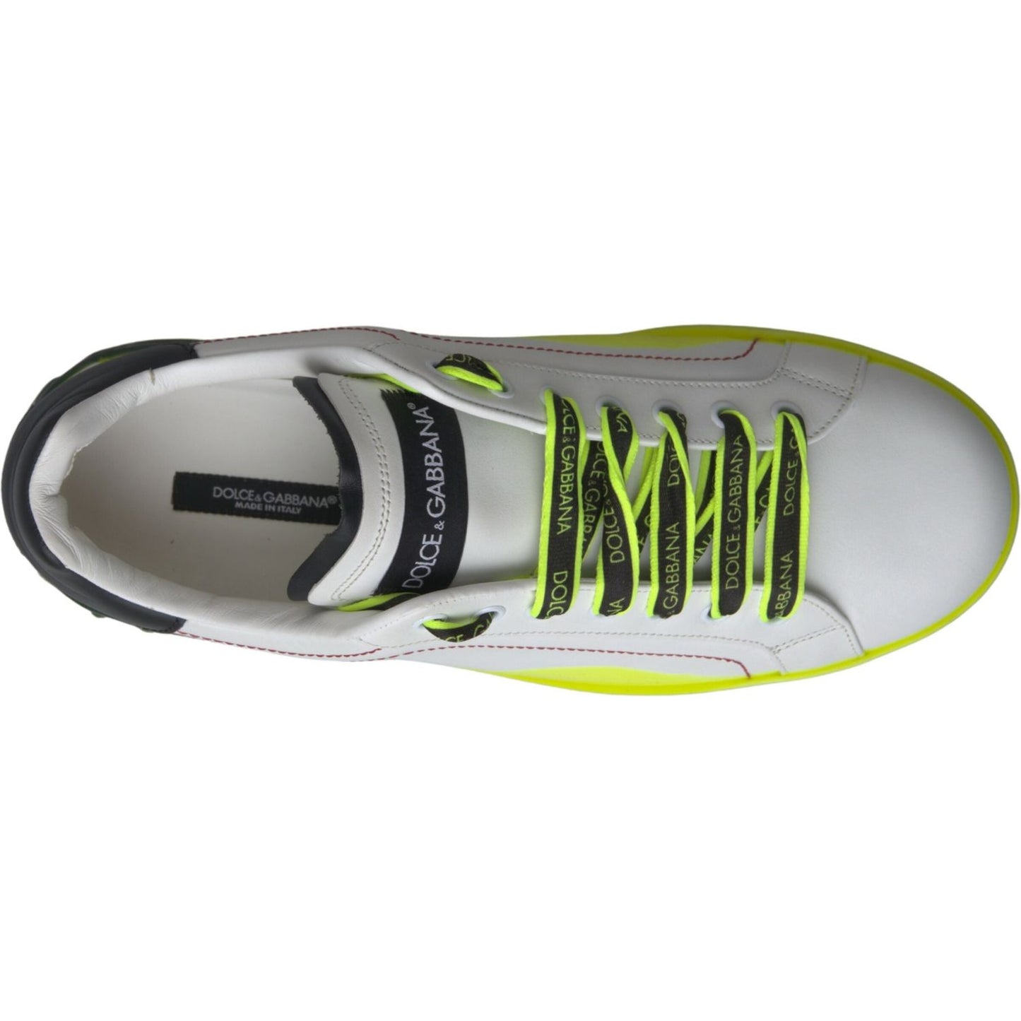 Dolce & Gabbana Sleek Portofino Low Top Leather Sneakers white-yellow-portofino-leather-sneakers-shoes