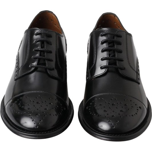 Dolce & GabbanaElegant Black Leather Oxford Wingtip ShoesMcRichard Designer Brands£499.00