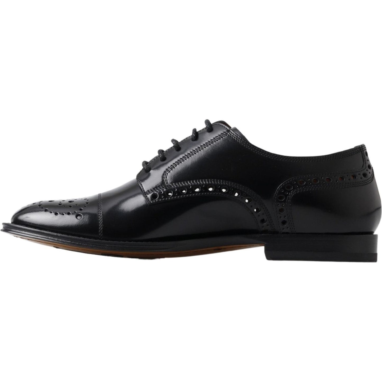 Dolce & Gabbana Elegant Black Leather Oxford Wingtip Shoes black-leather-oxford-wingtip-formal-derby-shoes-1