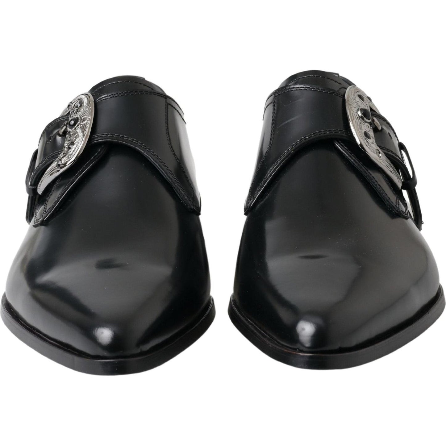 Dolce & Gabbana Elegant Black Leather Monk Strap Shoes black-leather-monk-strap-dress-formal-shoes