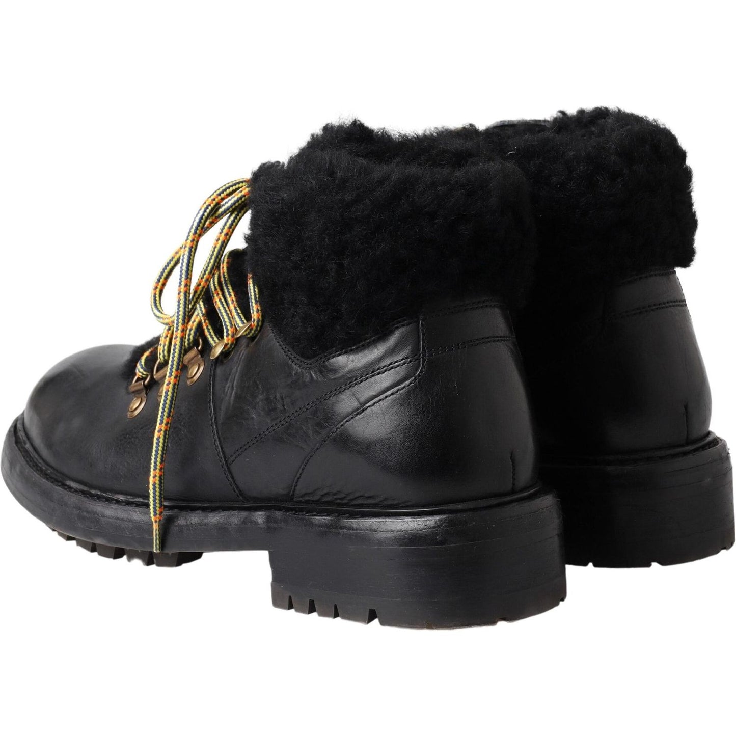 Dolce & Gabbana Elegant Shearling Style Men's Leather Boots black-leather-bernini-shearling-boots-shoes