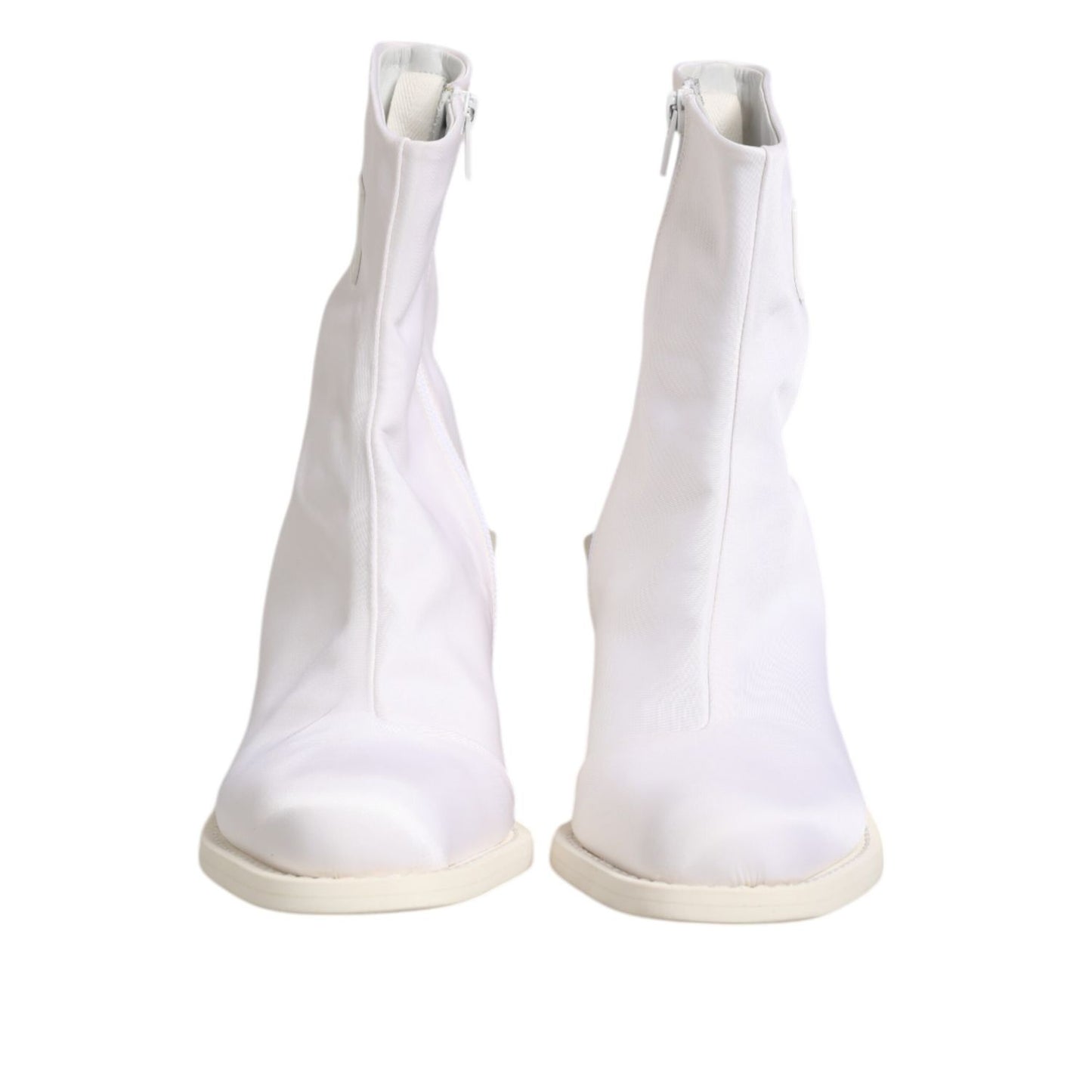 Maison Margiela White Square Heel Zip Ankle Boots Shoes Maison Margiela