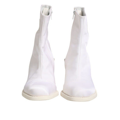 Maison Margiela White Square Heel Zip Ankle Boots Shoes Maison Margiela