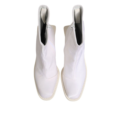 Maison Margiela White Square Heel Zip Ankle Boots Shoes Maison Margiela