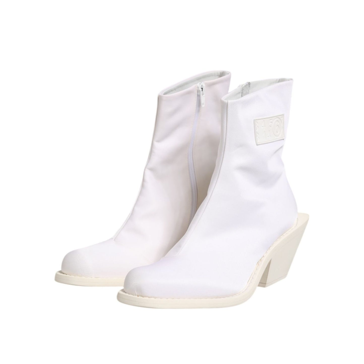 Maison Margiela White Square Heel Zip Ankle Boots Shoes Maison Margiela