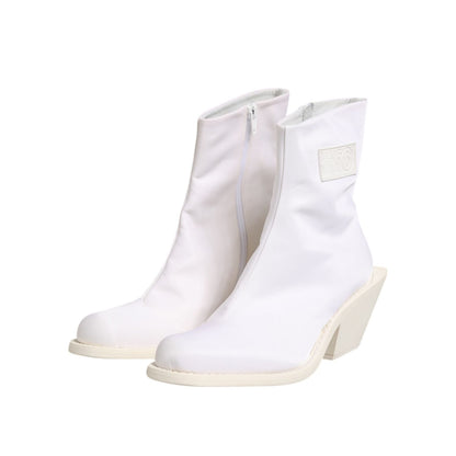 Maison Margiela White Square Heel Zip Ankle Boots Shoes Maison Margiela