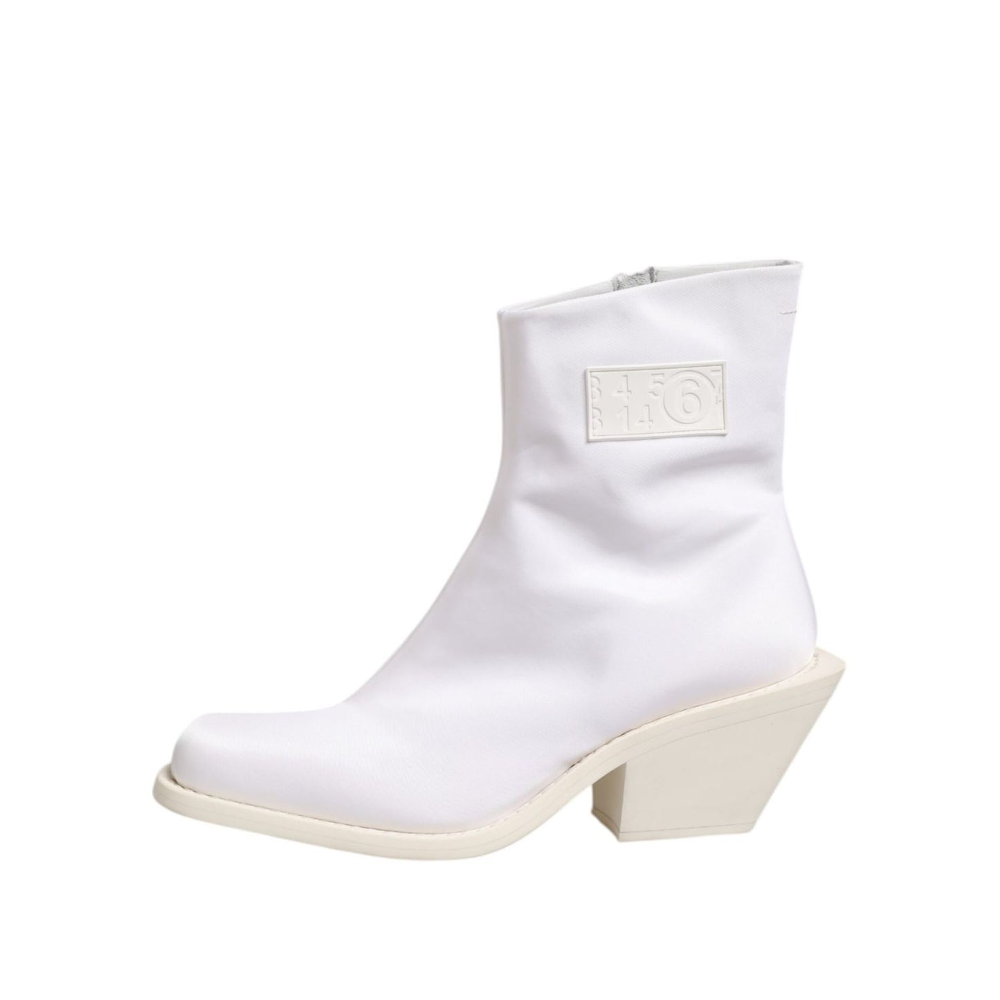 Maison Margiela White Square Heel Zip Ankle Boots Shoes Maison Margiela
