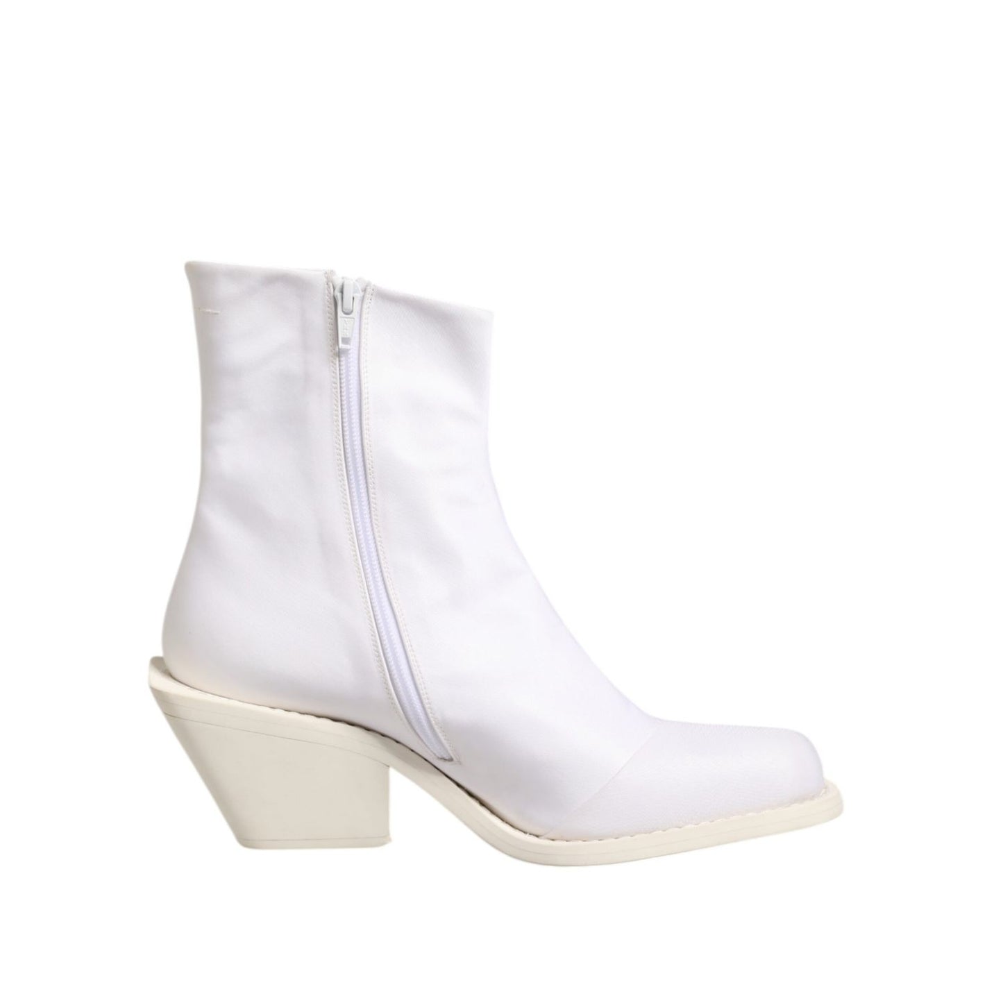 Maison Margiela White Square Heel Zip Ankle Boots Shoes Maison Margiela