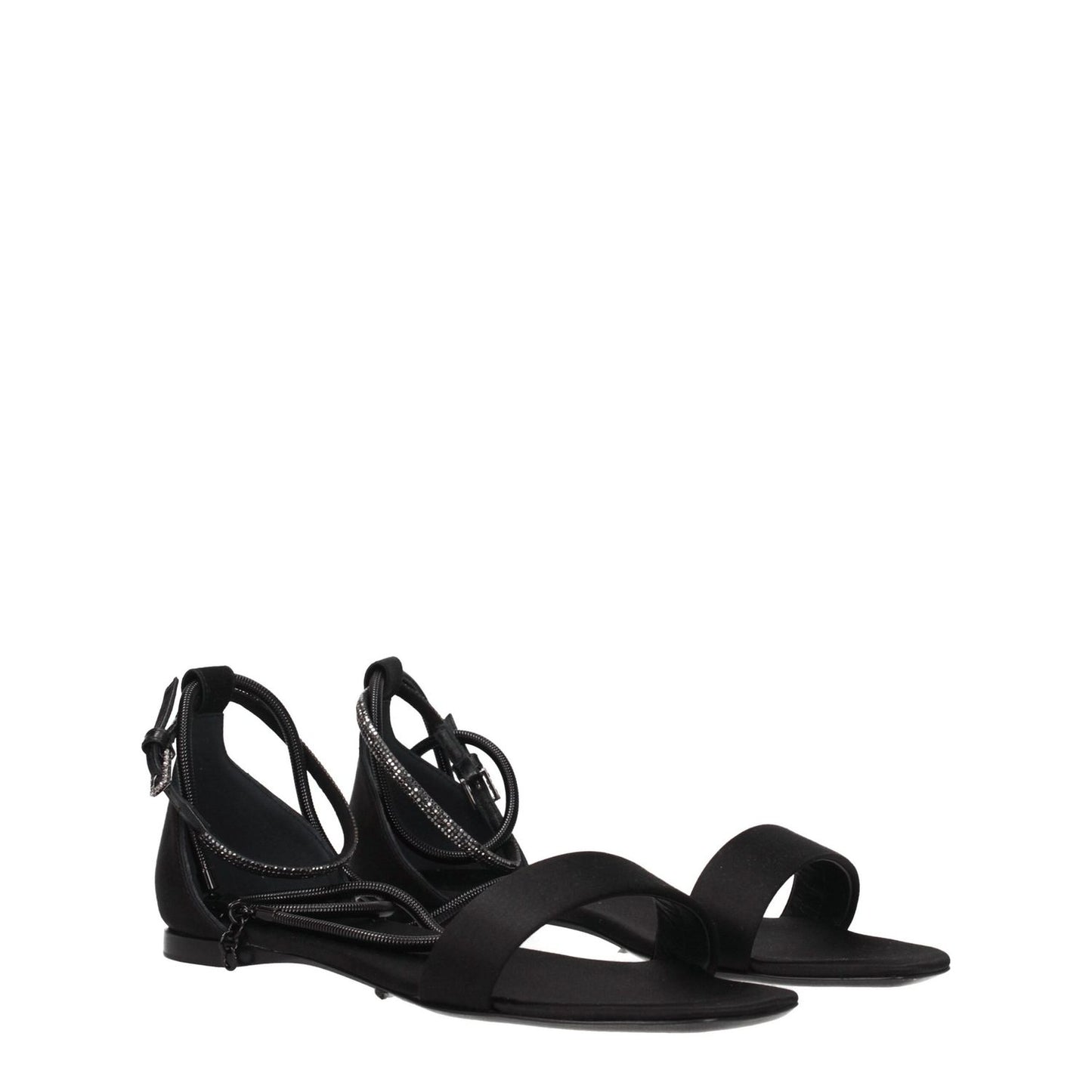 Max Mara Black Satin Flat Sandals