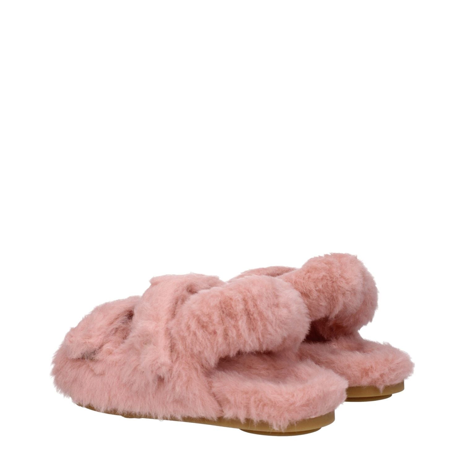 Max Mara Pink Fur Flat Sandals