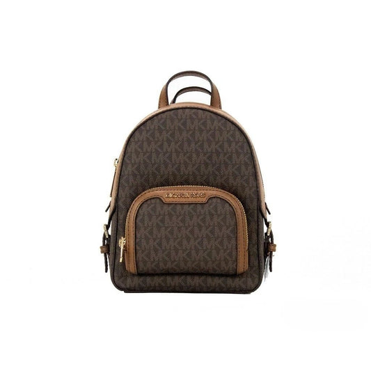 Michael Kors Jaycee Mini XS Brown Signature PVC Zip Pocket Shoulder Backpack Bag 1728,67346104480,Bags,Gold,Handbags - Bags,Michael Kors,New with tags,Women
