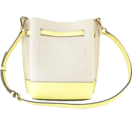 Michael Kors | Emilia Small Canvas Snakeskin Print Leather Bucket Bag Messenger Crossbody Handbag (Buttercup)| McRichard Designer Brands   