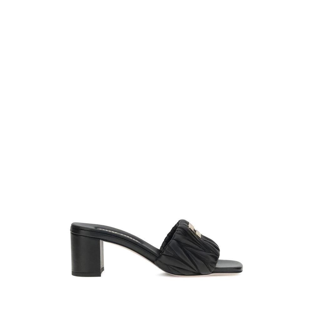 Miu Miu Black Lamb Ovis Aries Aries Stiletto Heel Sandals Miu Miu