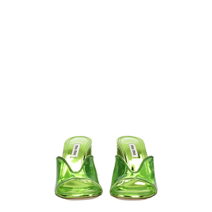 Miu Miu Green Plexiglass Platform Sandals