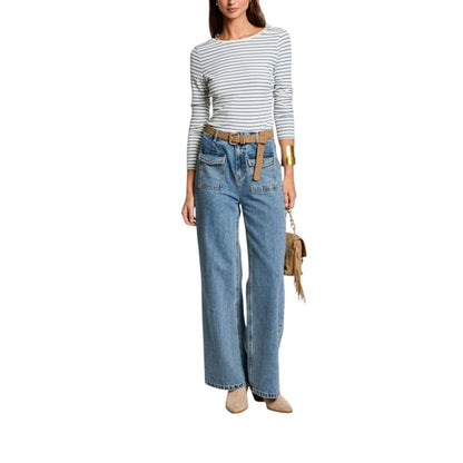 Morgan De Toi White Viscose Long Sleeve T-Shirt Morgan De Toi