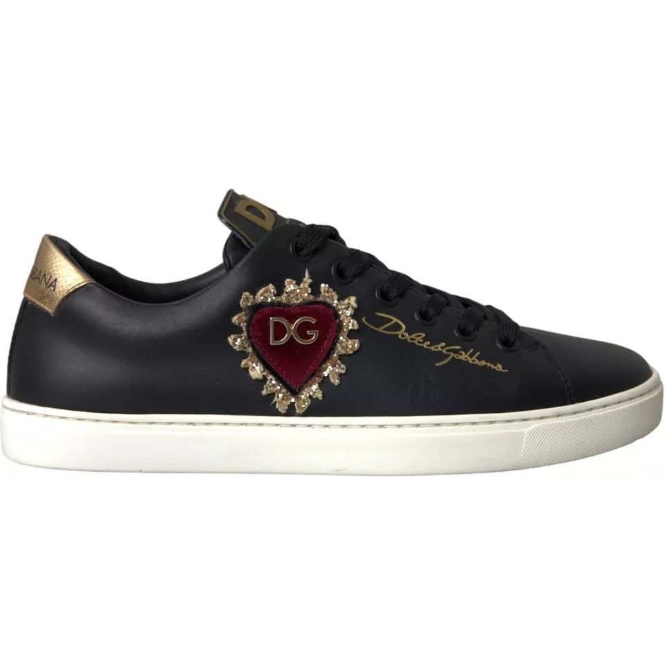 Black Portofino Sacred Heart Sneakers Shoes