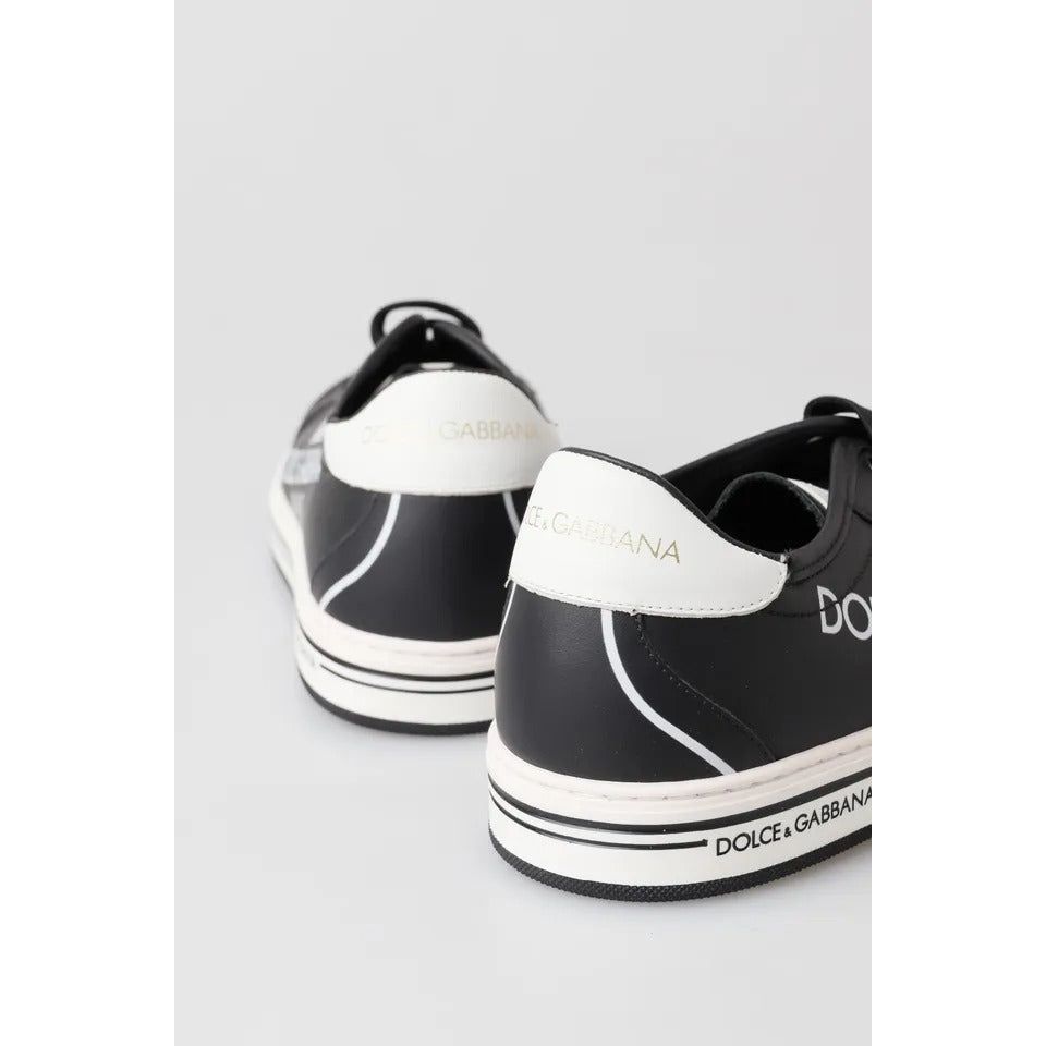Black Leather Crown Milano Sneakers Casual Shoes