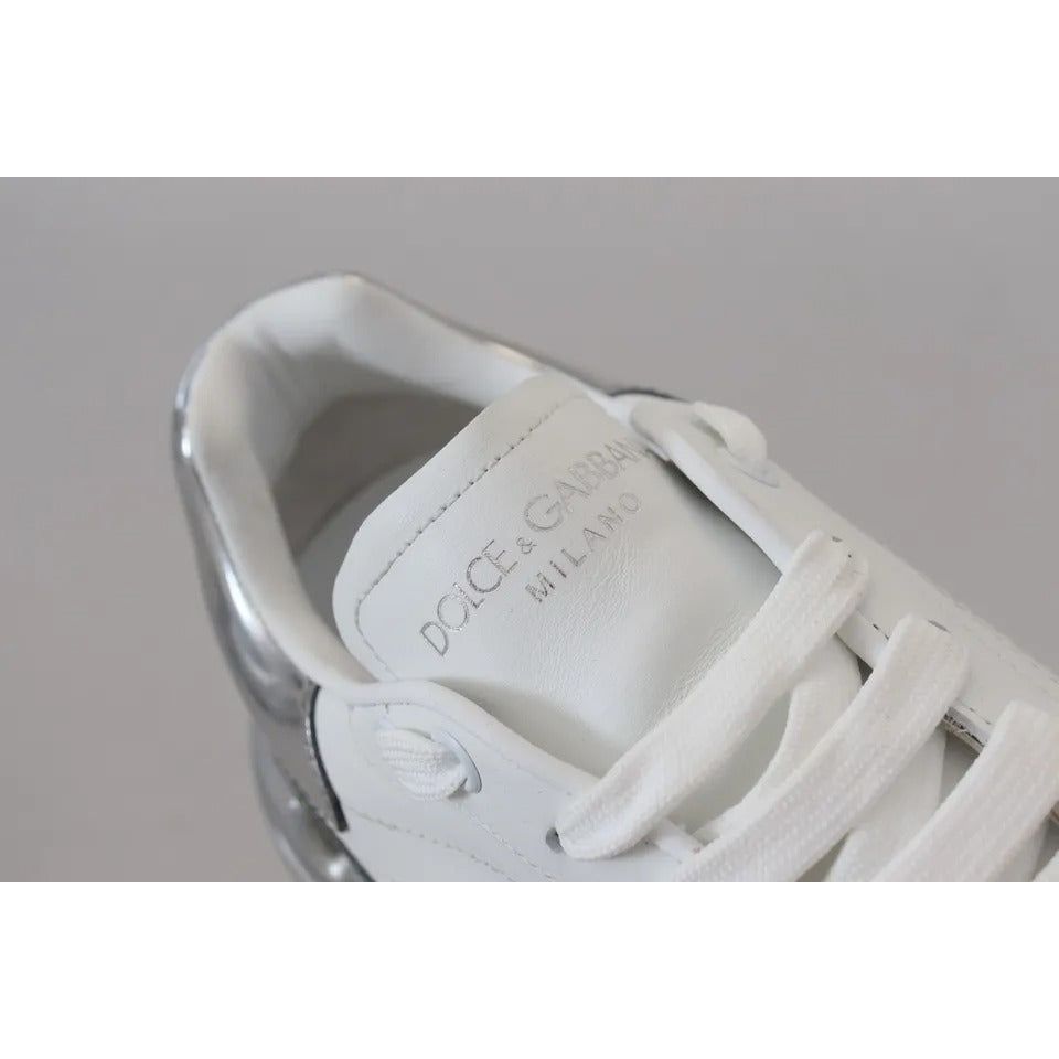 White Silver Leather Daymaster Sneakers Shoes