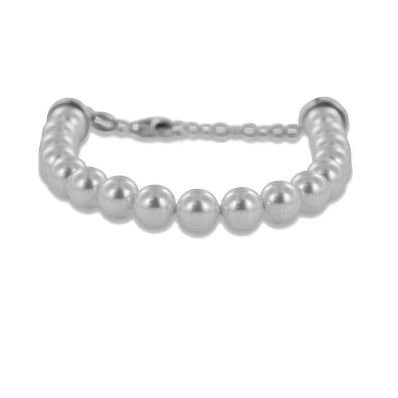 NEW BLING Mod. 9NB-0836 pearl bracelet showcasing elegant white pearls and a sleek silver clasp.