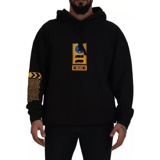 Black Cotton Logo Hooded Sweatshirt Sweater