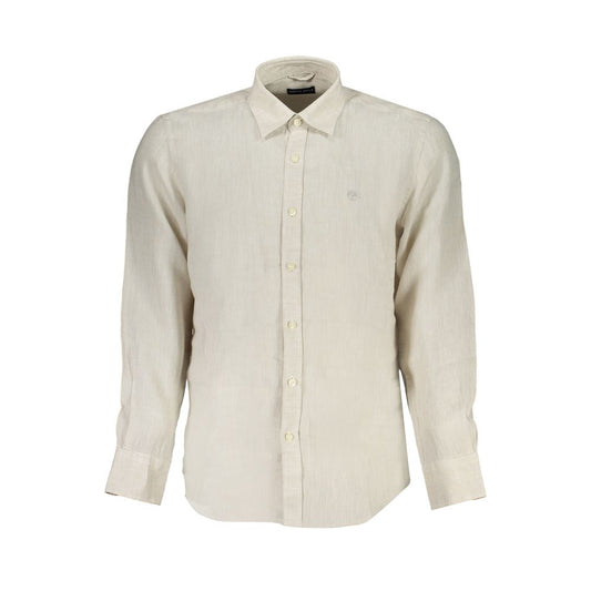 North Sails Beige Linen Men Shirt North Sails