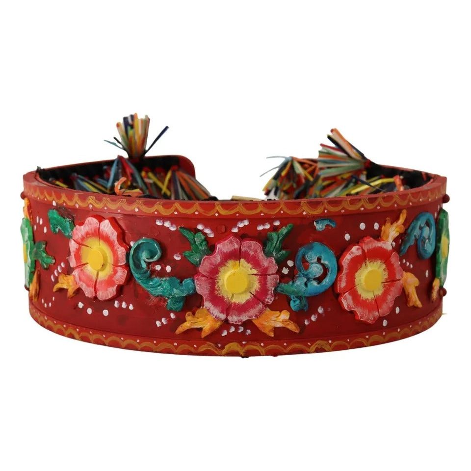 Dolce & Gabbana Multicolor Floral Wide Waist Carretto Belt multicolor-floral-wide-waist-carretto-belt