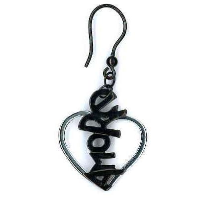 AMBROSINI JEWELS - ORECCHINI ARGENTO 925° cuore finitura bianca lucida scritta brunita-0