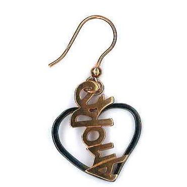 AMBROSINI JEWELS - ORECCHINI ARGENTO 925° cuore finitura brunita lucida scritta rosé-0