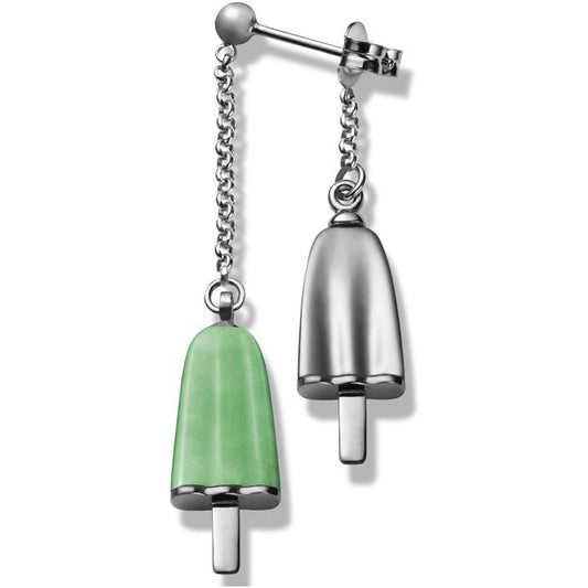 AMBROSINI JEWELS -  ORECCHINI doppi ARGENTO 925° ghiacciolo finitura bianca pietra verde-0