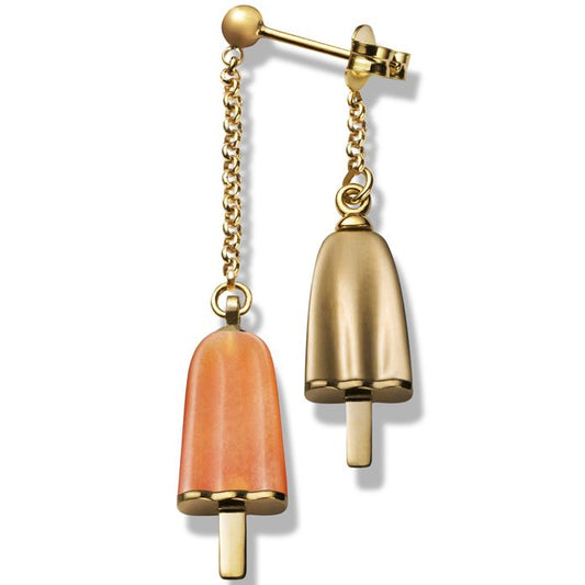 AMBROSINI JEWELS -  ORECCHINI doppi ARGENTO 925° ghiacciolo finitura rosé pietra arancio-0
