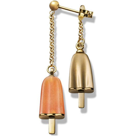 AMBROSINI JEWELS -  ORECCHINI doppi ARGENTO 925° ghiacciolo finitura rosé pietra arancio-0