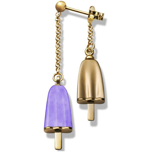 AMBROSINI JEWELS -  ORECCHINI doppi ARGENTO 925° ghiacciolo finitura rosé pietra viola DESIGNER FASHION JEWELLERY AMBROSINI JEWELS