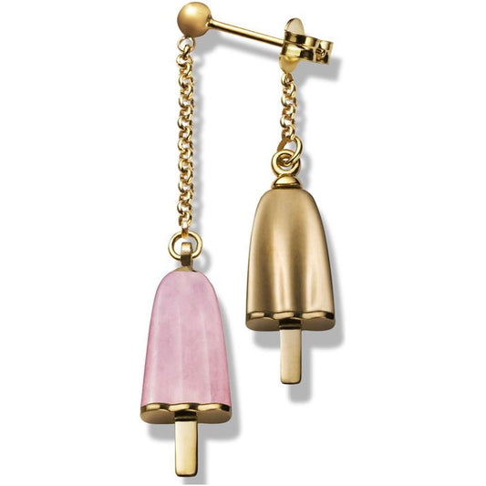 AMBROSINI JEWELS -  ORECCHINI doppi ARGENTO 925° ghiacciolo finitura rosé pietra rosa-0