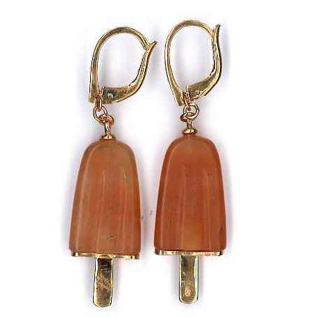 AMBROSINI JEWELS -  ORECCHINI ARGENTO 925°  ghiacciolo finitura rosé pietra arancio medi (21x14 mm)-0