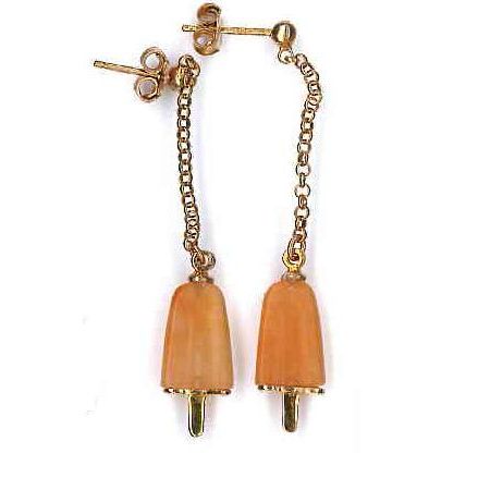 AMBROSINI JEWELS -  ORECCHINI ARGENTO 925°  ghiacciolo finitura rosé pietra arancio piccoli (14x8mm)-0