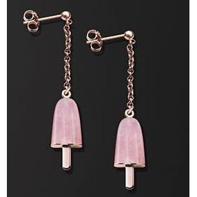 AMBROSINI JEWELS -  ORECCHINI ARGENTO 925°  ghiacciolo finitura rosé pietra rosa piccoli (14x8mm)-0