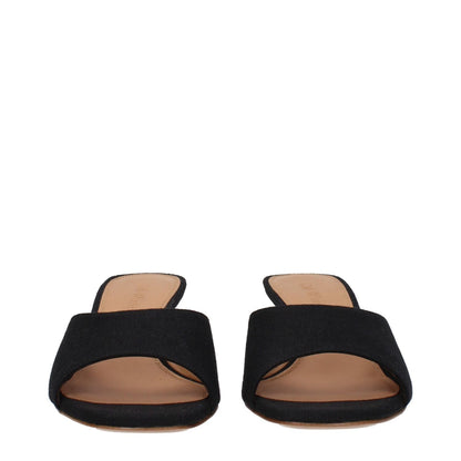 Off-White Black Linen Flat Sandals
