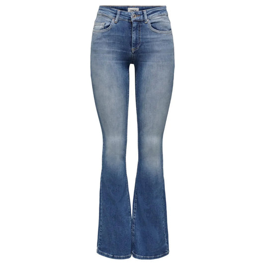 Only Blue Cotton Flared Jeans