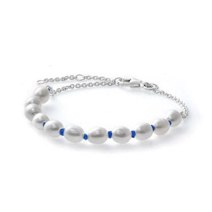 PANDORA JEWELS Mod. TREATED FRESHWATER CULTURED PEARL BLUE CORD - Size 18