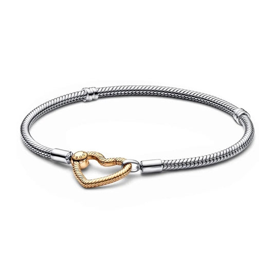PANDORA Mod. MOMENTS HEART CLOSURE SNAKE CHAIN BRACELET