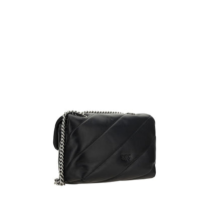 PINKO Black Calf Leather Bos Taurus Shoulder Bag