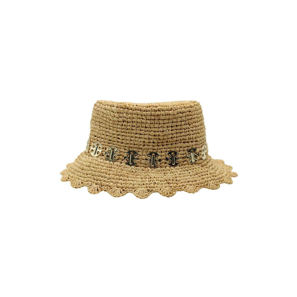 Paco Rabanne Beige Vegetable Fiber Bucket Hat