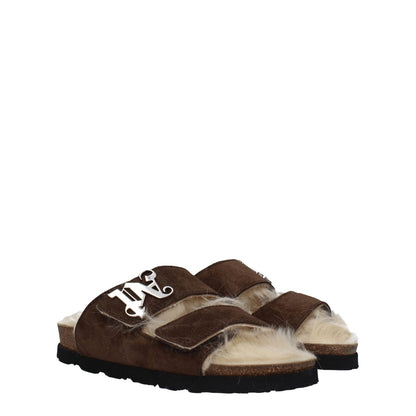 Palm Angels Brown Leather Slippers