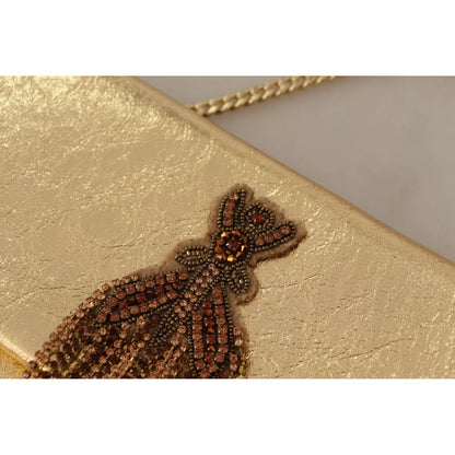 Patrizia Pepe Gold Leather Embellished Shoulder Strap Bag