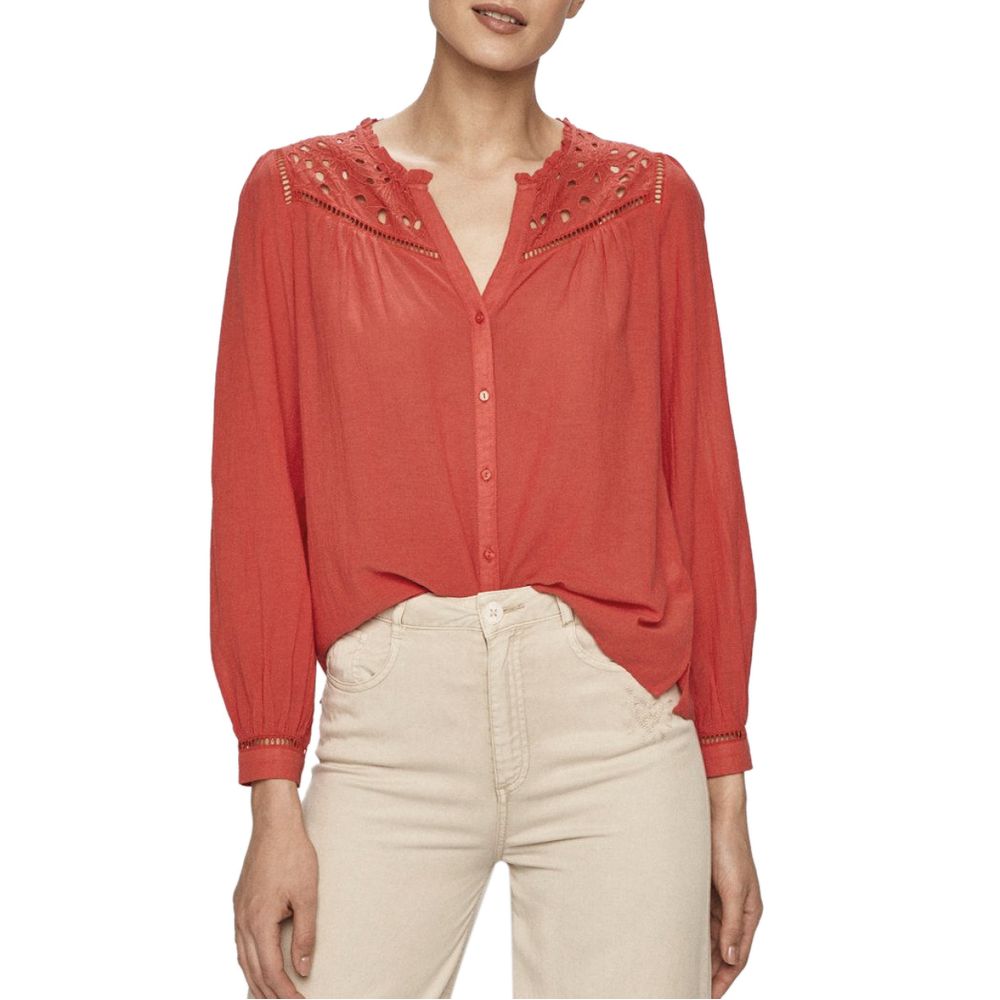 Pepe Jeans Red Viscose Blouse Pepe Jeans